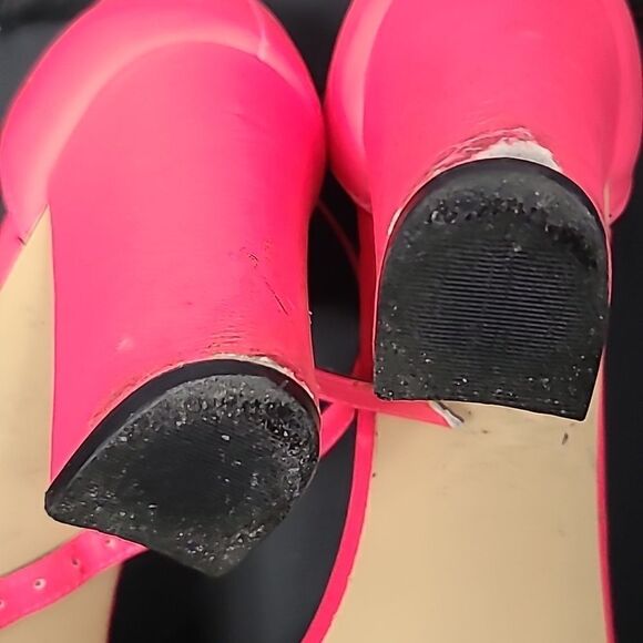 Madden Girl Women's Beella Bright Neon Pink Patent Leather Block Heel Sandal 9 - Picture 9 of 15